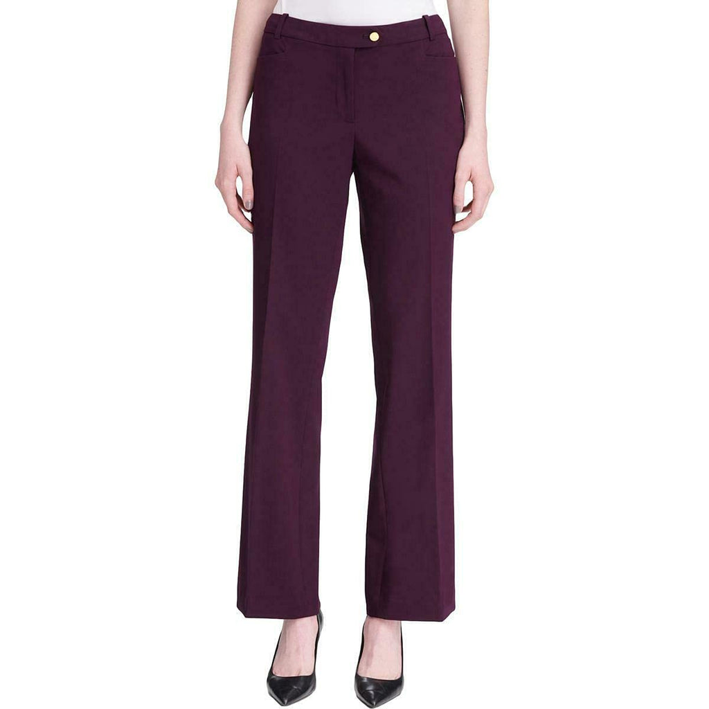 Calvin Klein Womens Petites Modern Fit Mid-Rise Pants Purple 12P