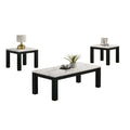 Modern 3 Piece Living Room Table Set With Faux Marble Top - Black / White