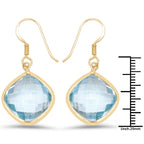14K Yellow Gold Plated 29.00 Carat Genuine Blue Topaz .925 Sterling Silver Earrings
