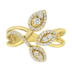 10K Yellow Gold 1/2 Cttw Round-Cut Diamond Layered Crossover Triple Leaf Bypass Ring (I-J Color, I1-I2 Clarity) - Size 7