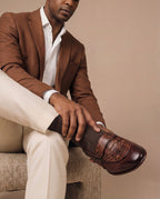 The Dorian Tan Python & Baby Buffalo Leather Loafer Men Shoe