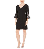 Vince Camuto Women's Sequined Sleeve Shift Dress Black Size 4