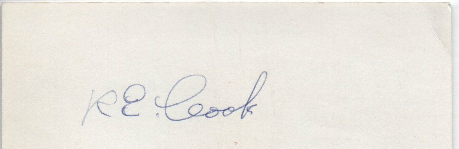 Roger Edward Cook d.1975 St. Louis Browns Signed 3x5 Index Card 145606