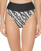 DKNY High-Waist Bikini Bottoms Black White Medium