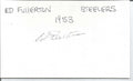 Ed Fullerton 1953 Pittsburgh Steelers Signed/Autographed 3x5 Index Card 150421