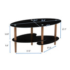 Oval Glass Coffee Table - Brown / Black