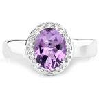 1.68 Carat Genuine  Amethyst and White Topaz .925 Sterling Silver Ring