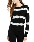 Junior's Tie Dyed Crew Neck Sweater Black Size Medium