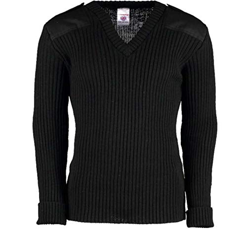 York Woolly Pully Vee Neck Sweater with Patches with Epaulets
