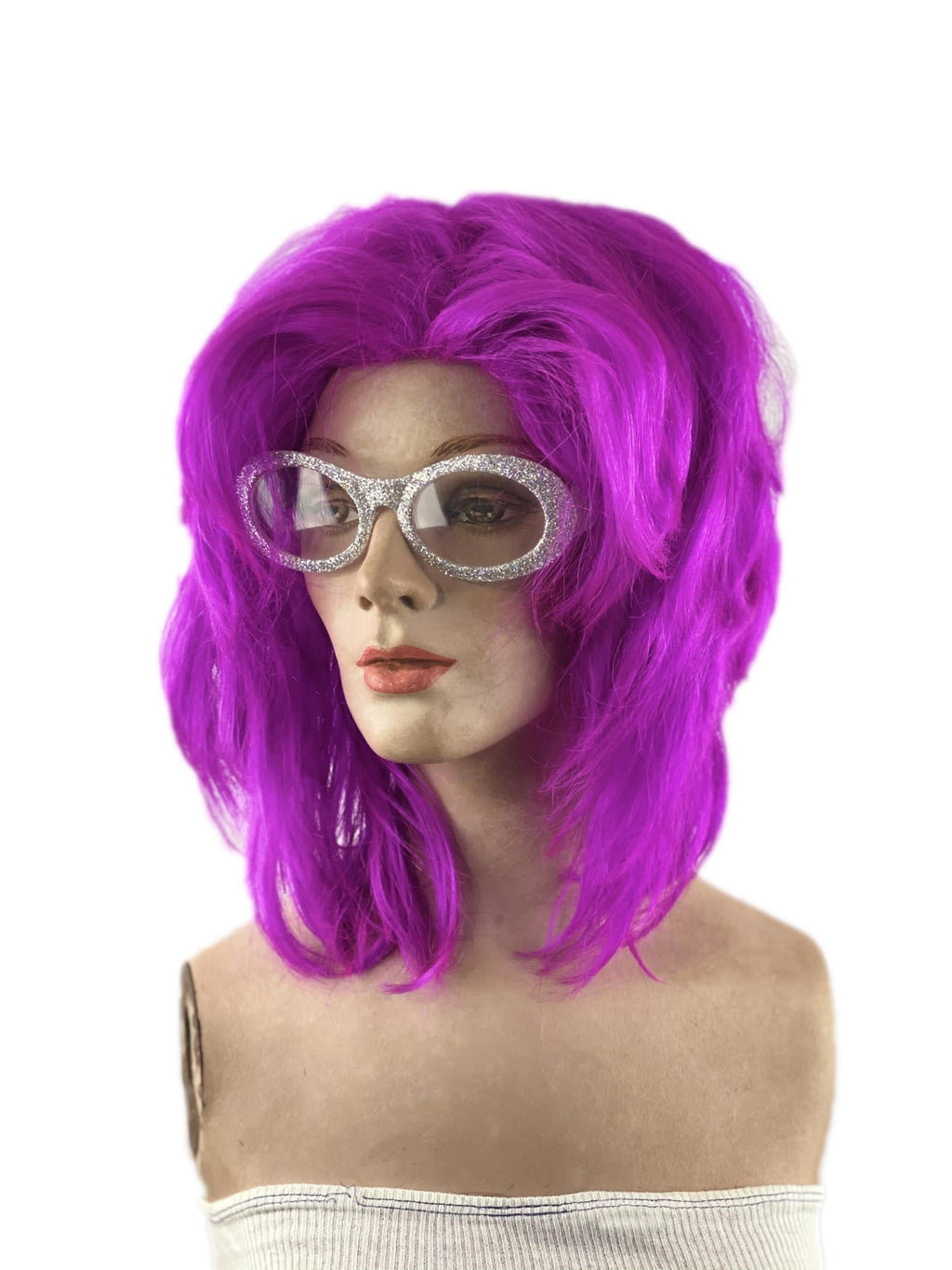 Magenta Work It Girl Drag Queen Pink Purple Layered Shaggy Sassy Mid Length Wig