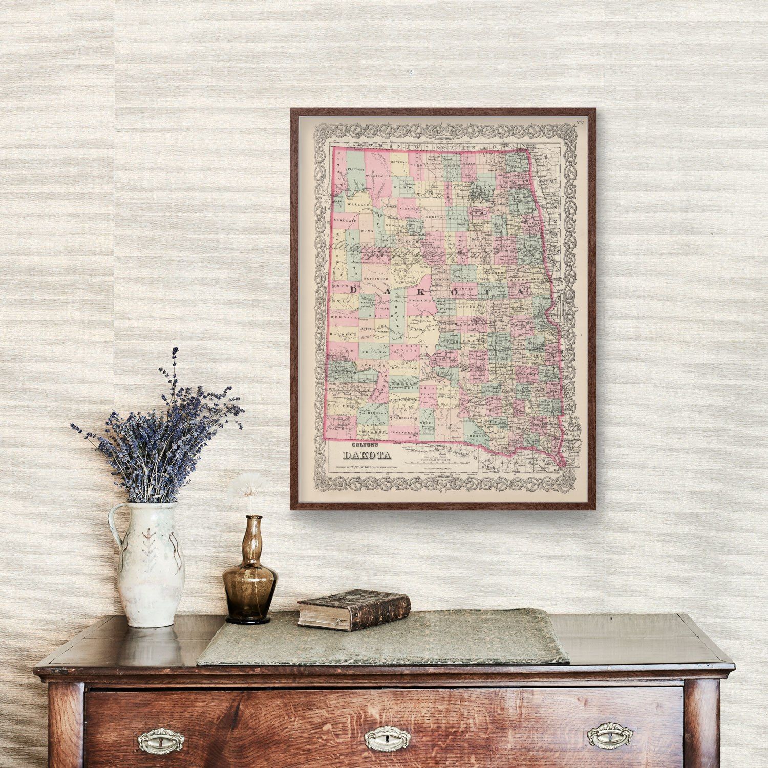 Vintage Map of Dakota Territory 1876