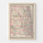 Vintage Map of Dakota Territory 1876