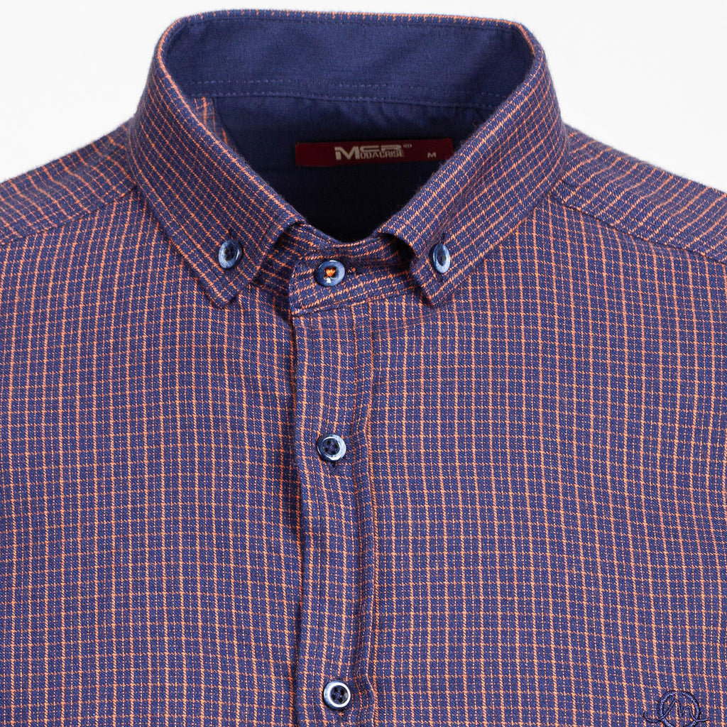 Mayenne Button Down Shirt // Dark Blue + Orange