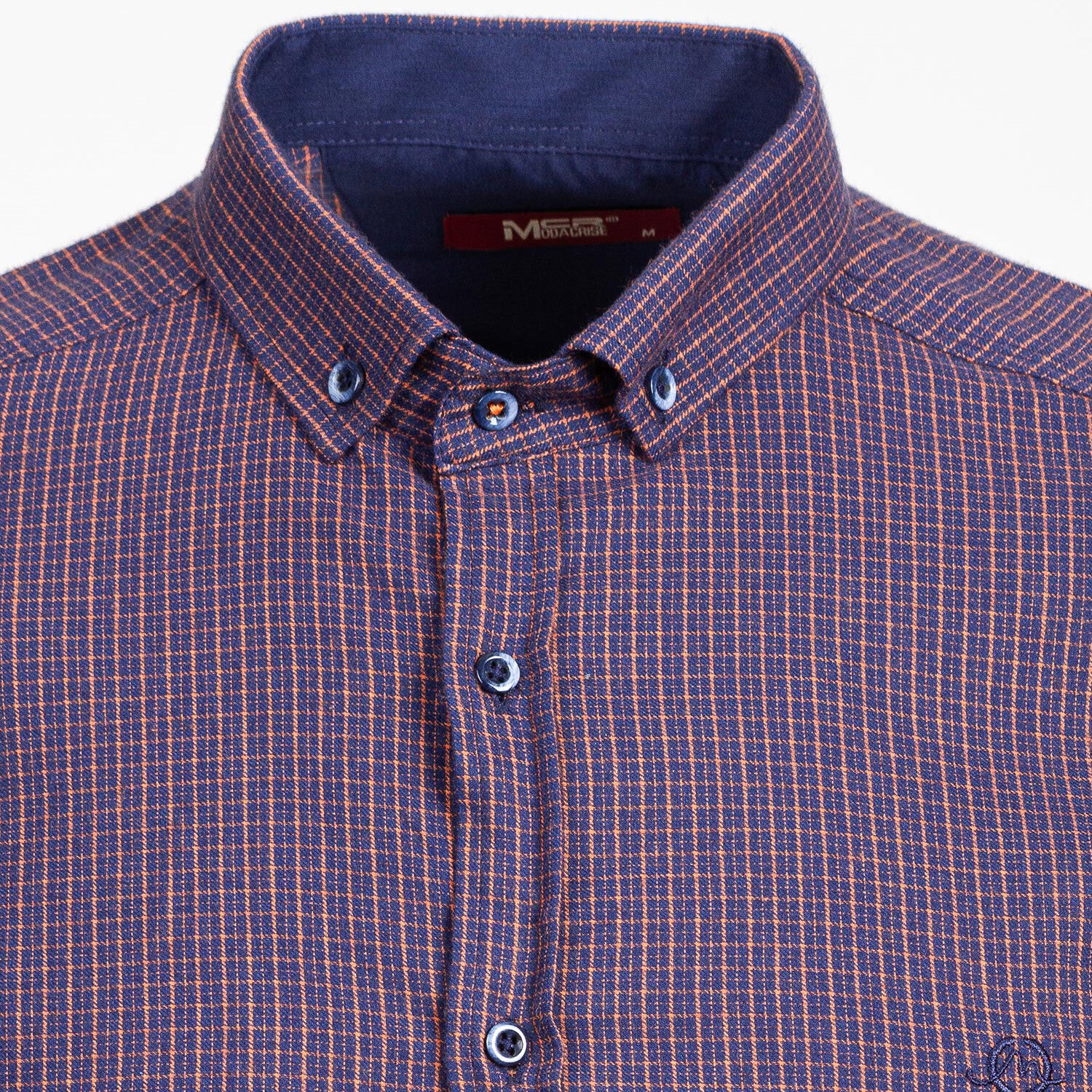 Mayenne Button Down Shirt // Dark Blue + Orange