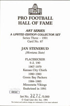 Jan Stenerud HOF Chiefs Signed/Inscr Goal Line Art GLAC Postcard JSA 167151