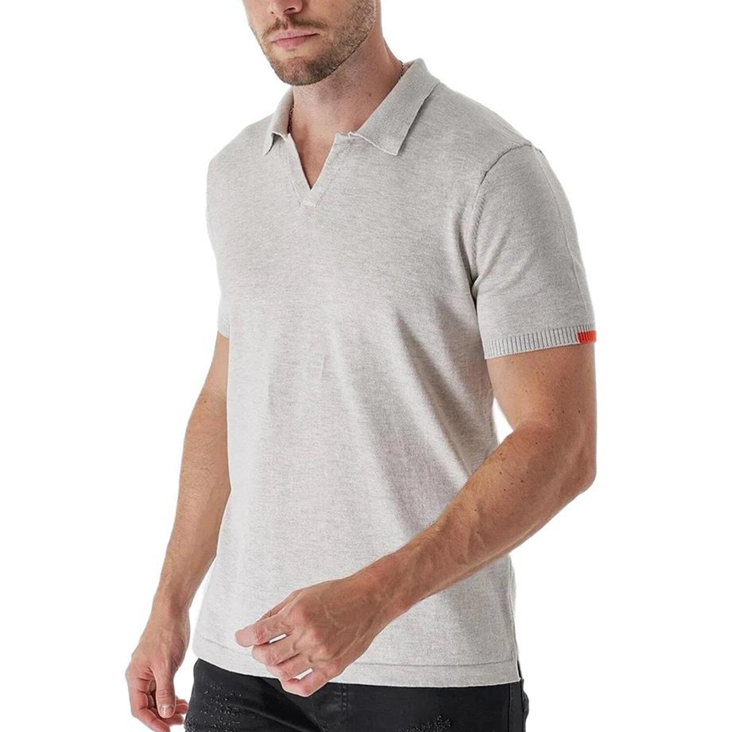 Knitwear Polo w/ Sleeve & Back Detail // Gray