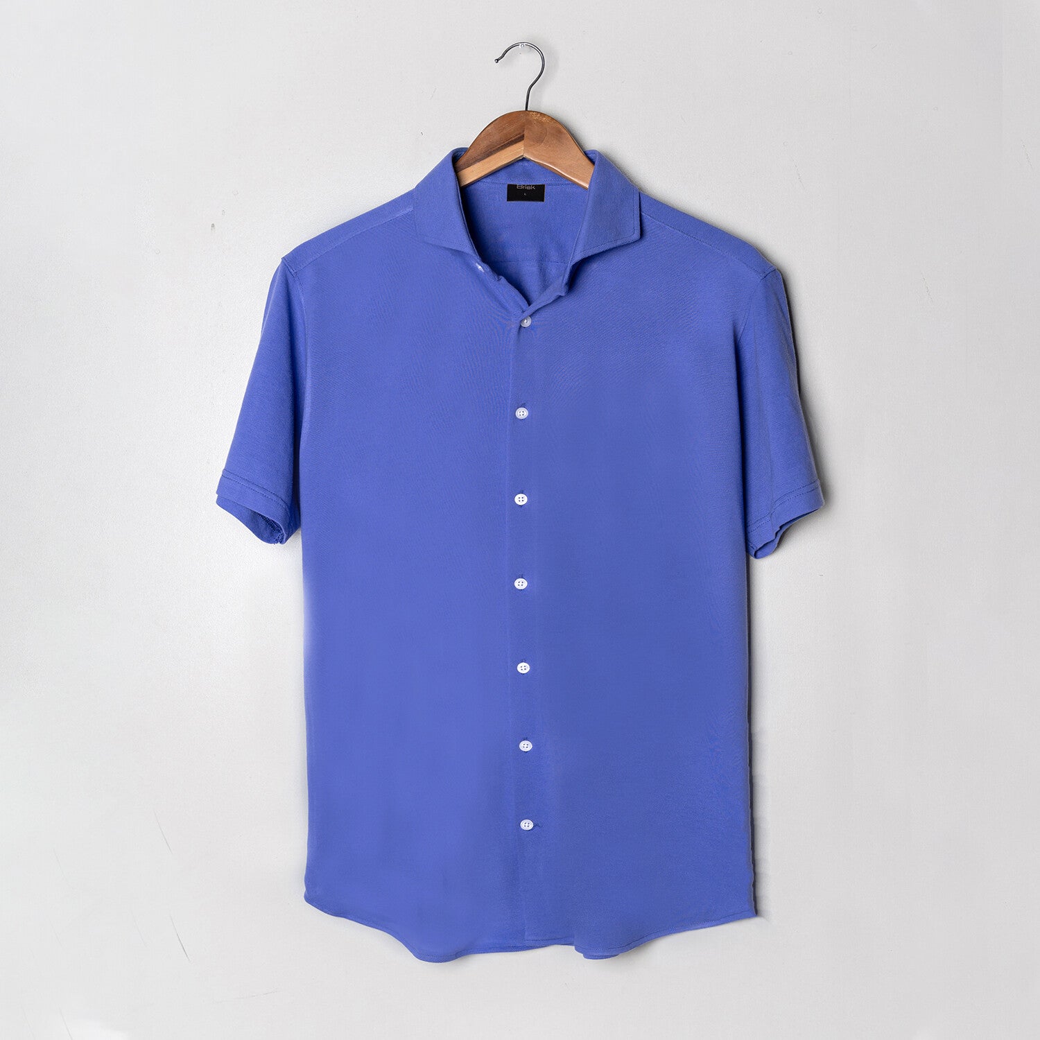 Feather Soft Piqué Button Front Shirt // Mid Blue