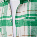 Slim Fit Flap Single Pocket Winter Plaid Lumberjack Shirt // White + Green