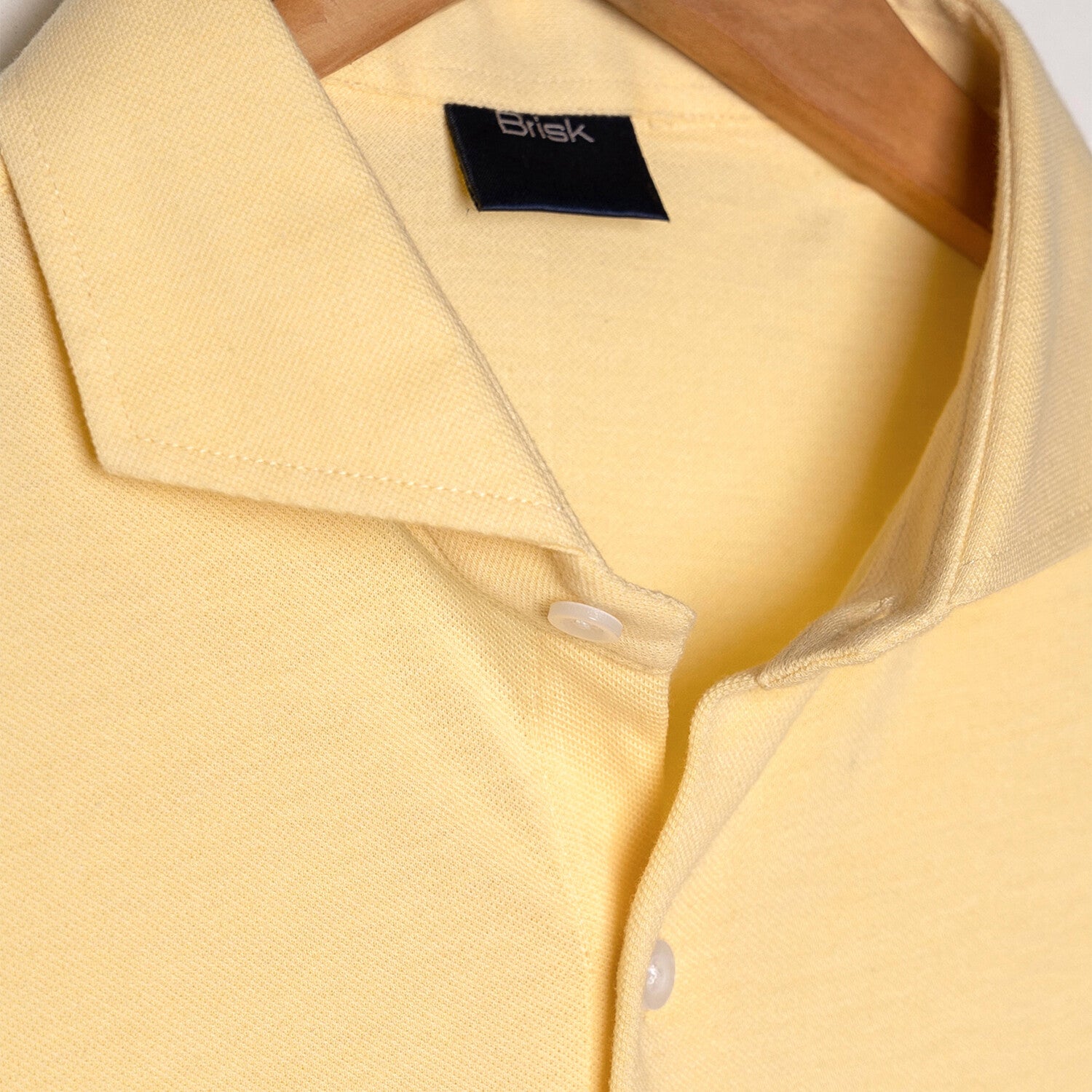 Feather Soft Piqué Button Front Shirt // Yellow