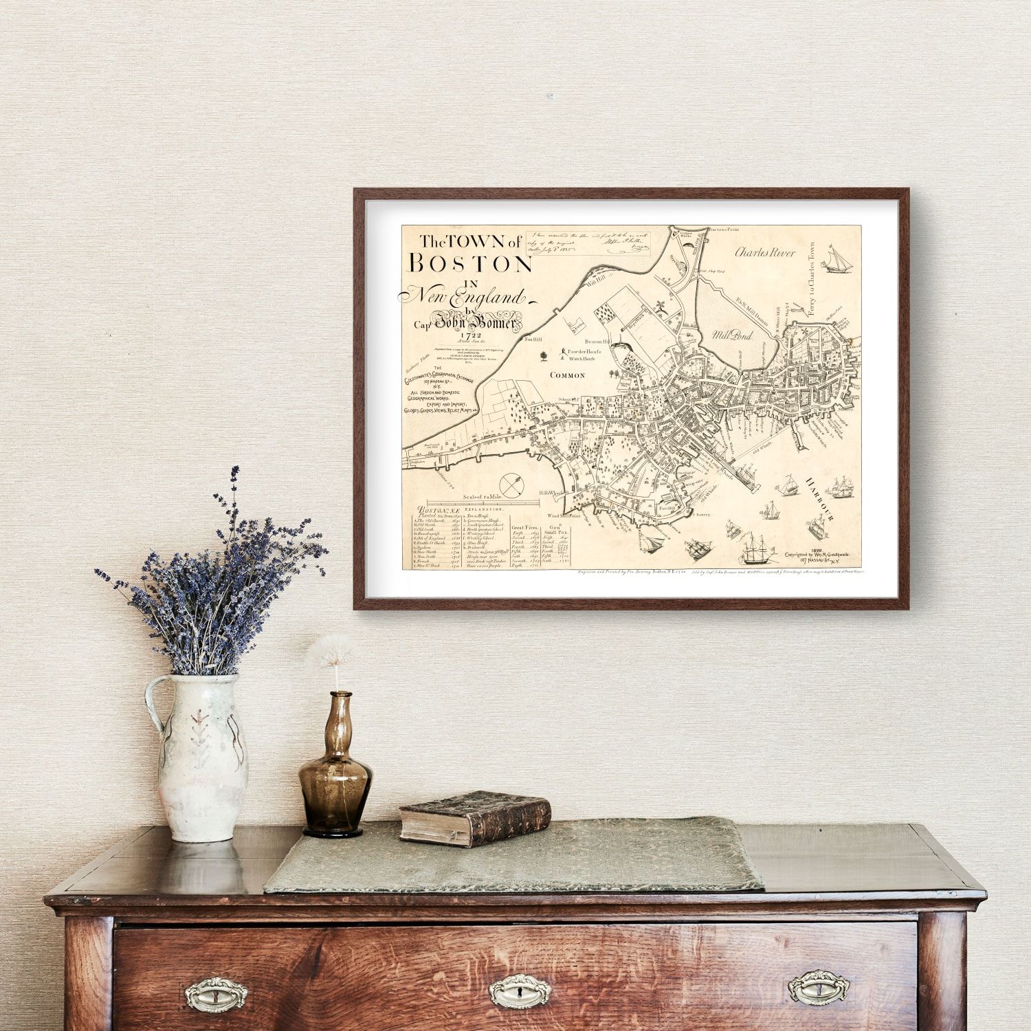 Vintage Map of Boston, Massachusetts 1835