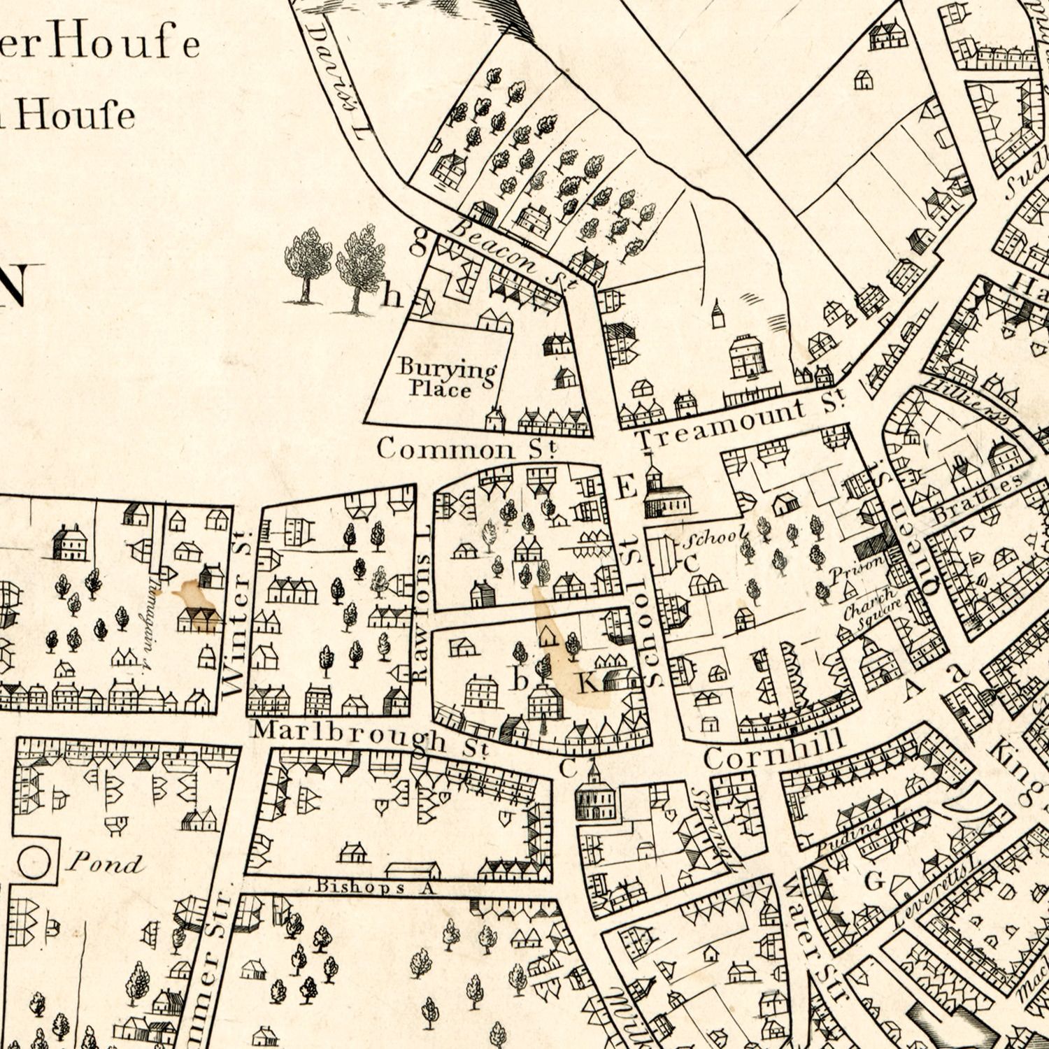 Vintage Map of Boston, Massachusetts 1835