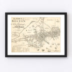 Vintage Map of Boston, Massachusetts 1835