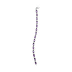 .925 Sterling Silver 7x5mm Oval Amethyst and Diamond Accent X-Link Bracelet (H-I Color, SI1-SI2 Clarity)  - Size 7"