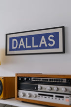 Framed Dallas Blue and White Bus Scroll