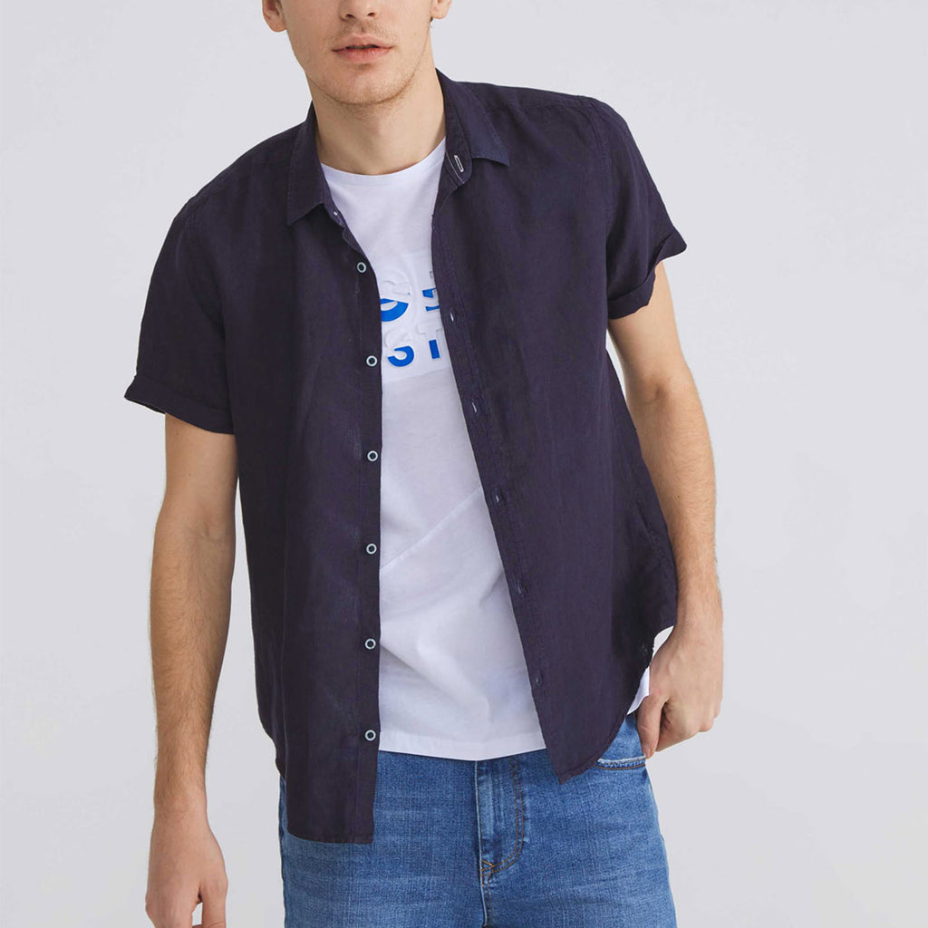 Canne Linen Short Sleeve // Navy