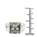 5.71 Carat Genuine Green Amethyst & White Diamond .925 Sterling Silver Ring