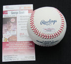 George Scott Signed/Auto Yankees 100th OML Baseball JSA  186923