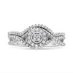 .925 Sterling Silver 1/6 Cttw Diamond Composite Halo and Split Shank Bridal Set Ring and Band  (I-J Color, I3 Clarity) - Size 7