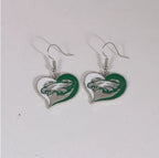 Football Team Logo Heart Earrings –  Game Day Accessories & Gift for Sports Fan