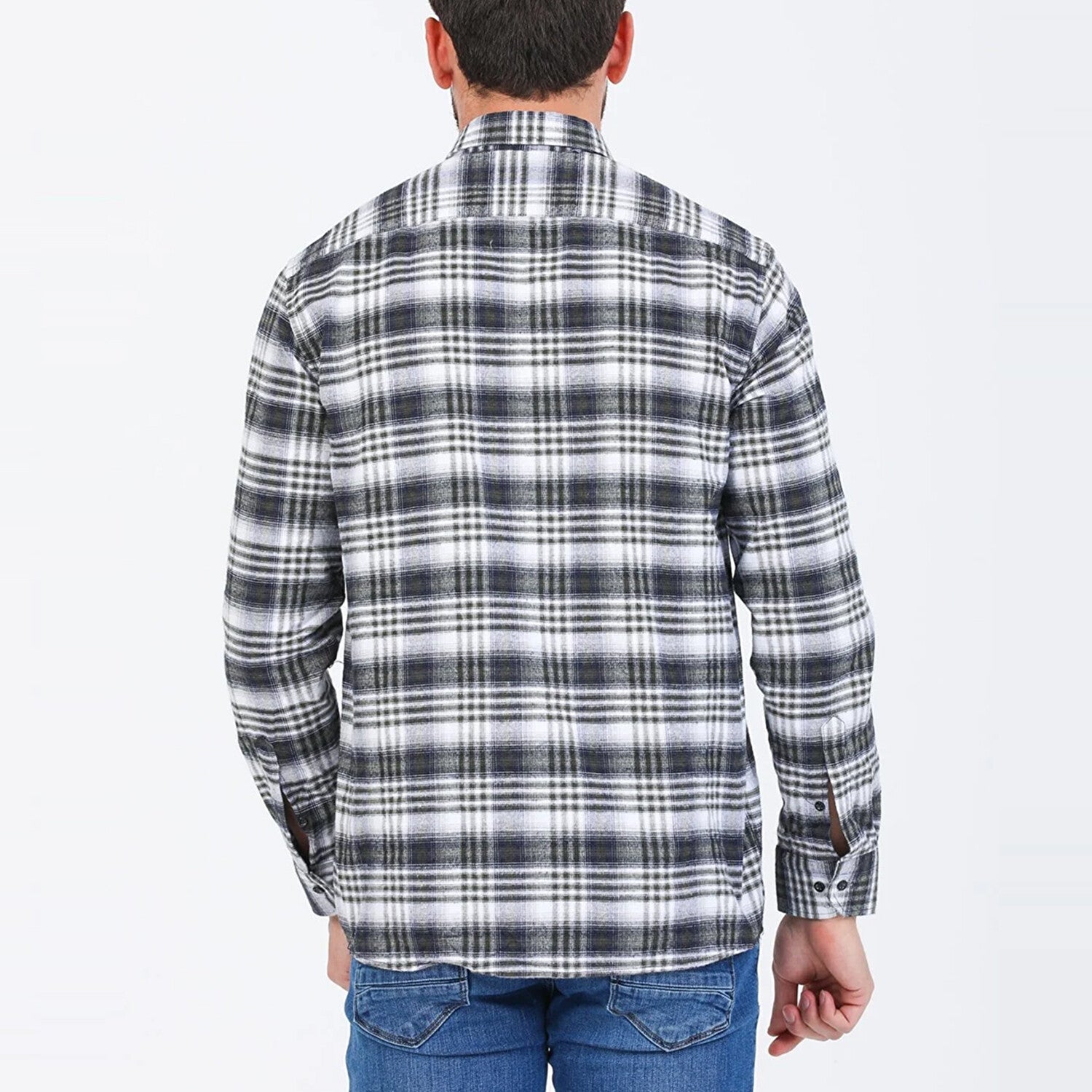 Sean Long Sleeve Checked Pocket Shirt // Green