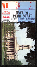 September 23, 1972 Navy vs. Penn State College Football Game Ticket Stub 189870