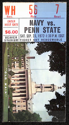 September 23, 1972 Navy vs. Penn State College Football Game Ticket Stub 189870