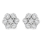 14K White Gold 1/2 cttw Round-Cut Diamond Floral Stud Earrings (I-J Color, SI2-I1 Clarity)