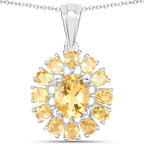12.24 Carat Genuine Citrine and White Topaz .925 Sterling Silver 3 Piece Jewelry Set (Ring, Earrings, and Pendant w/ Chain)