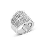 10K White Gold 2 1/2 Cttw Round and Baguette-Cut Diamond Multi-Row Bypass Ring (J-K Color, I2-I3 Clarity) - Ring Size 7
