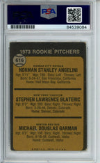Steve Blateric Yankees Signed/Autographed 1973 TOPPS Card #616 PSA/DNA 166861