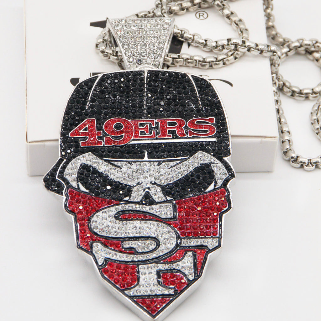 Newest Sports Team Logo Bandit Skull  Pendant Necklace – Iced Out Hip Hop Jewelry for True Fans