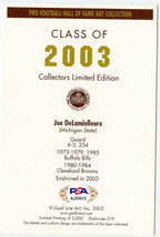 Joe DeLamielleure Signed/Auto Goal Line Art  Postcard w/HOF Bills PSA/DNA 160043