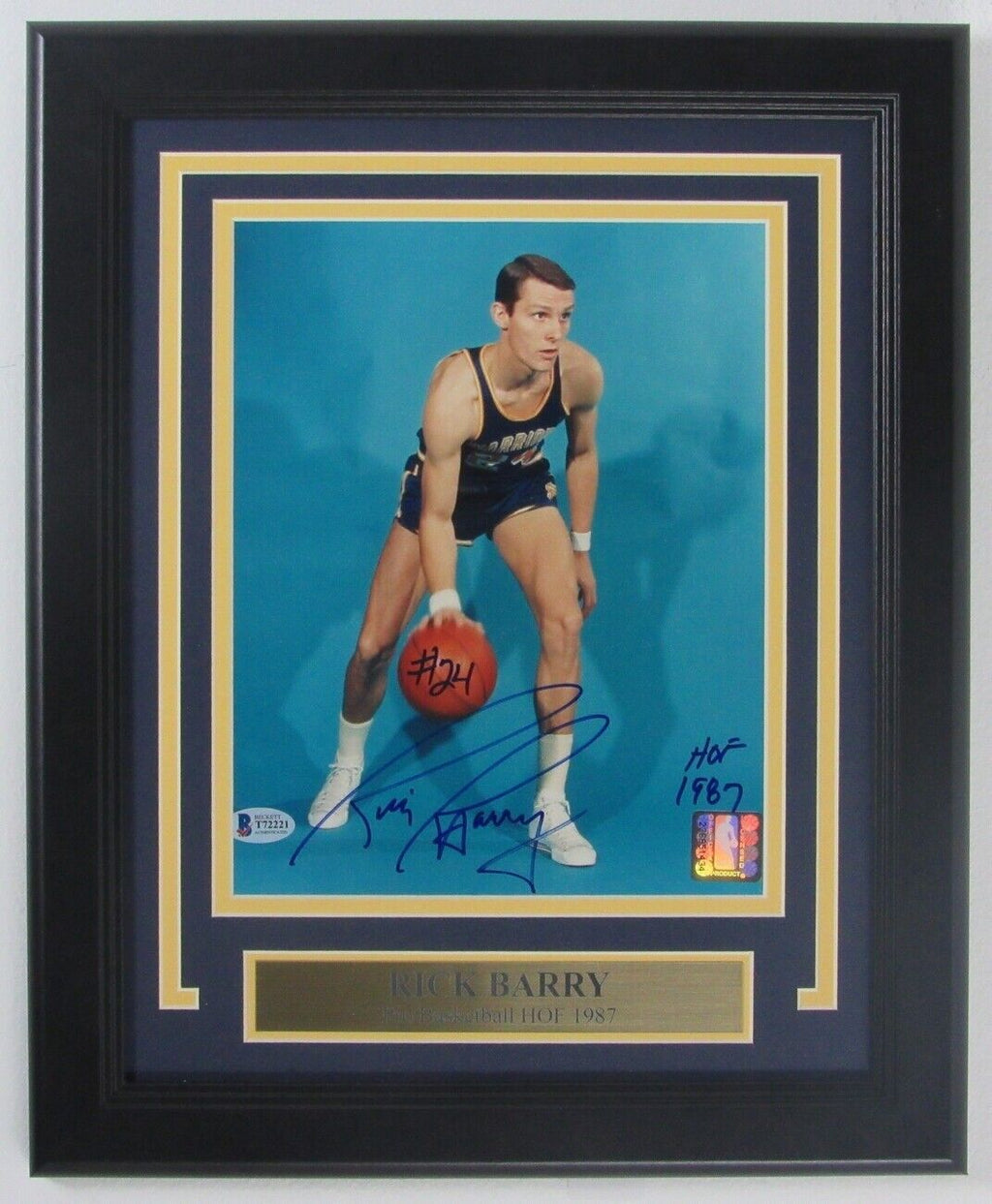 Rick Barry Golden State Warriors Signed 8x10 Framed Photo BAS 152780