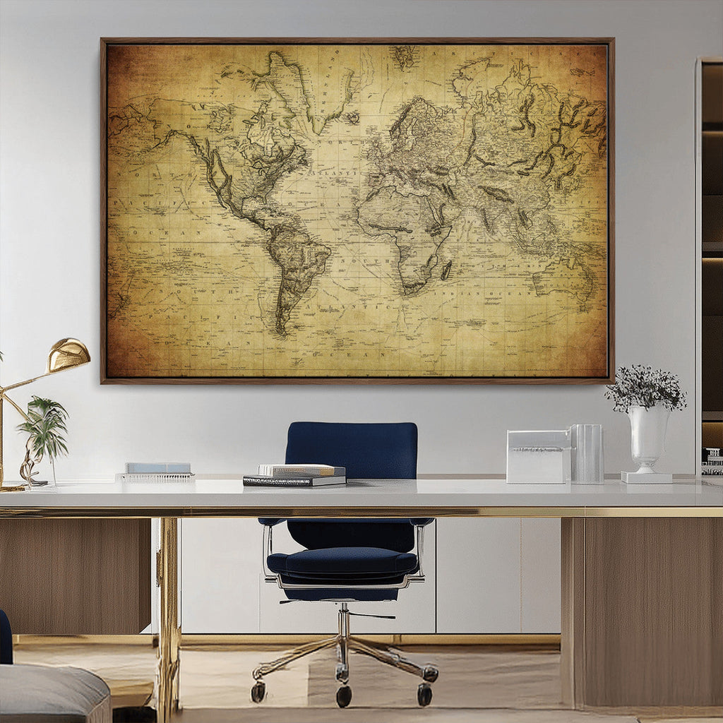 Push Pin World Map Canvas Print | Travel Tracker Wall Art