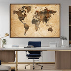 Push Pin World Map Canvas Print | Framed Travel Tracker Wall Art