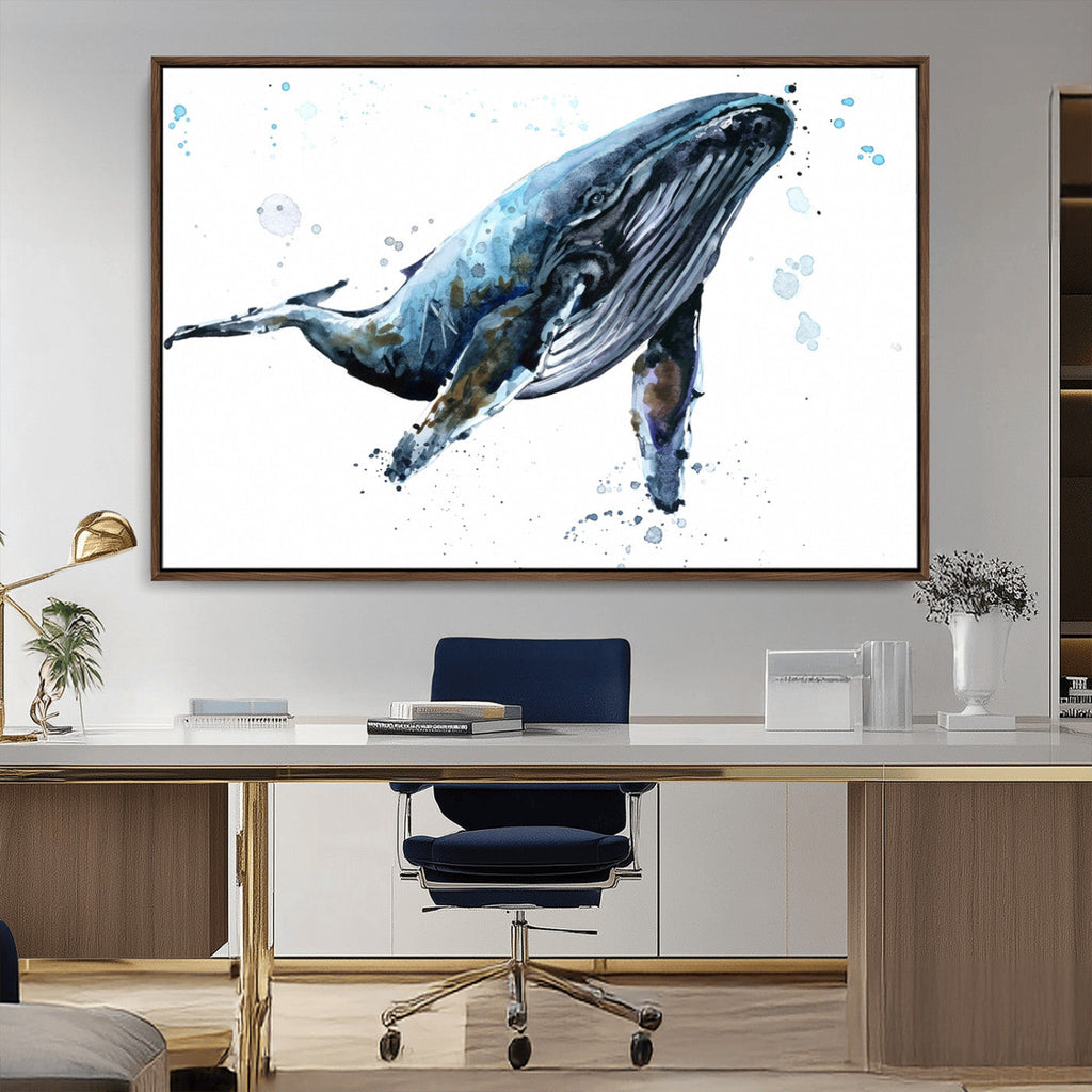 Watercolor Whale Wall Art Canvas Print