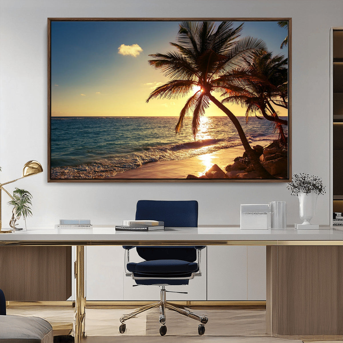 Sunset Palm Trees Wall Art Canvas Print