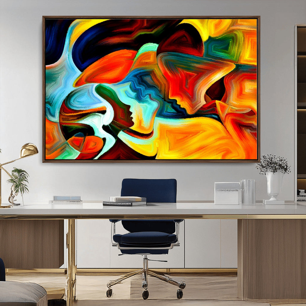 Human Love Figures Abstract Wall Art Canvas Print