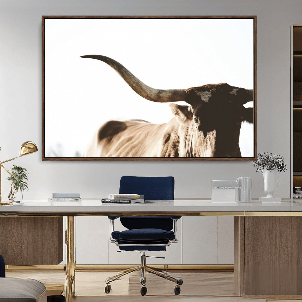 Texas Longhorn Wall Art Canvas Print, 3-Panel