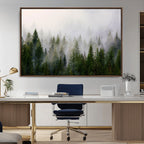 Forest Wall Art Canvas Print | Foggy Forest Wall Art | Pine Wood Forest Print